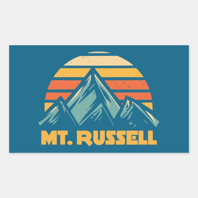 Pegatina Rectangular Monte Russell California Retro Turquesa (Anverso)