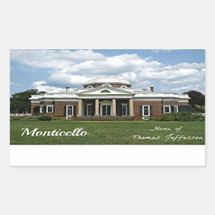 Pegatina Rectangular Monticello, hogar de Thomas Jefferson