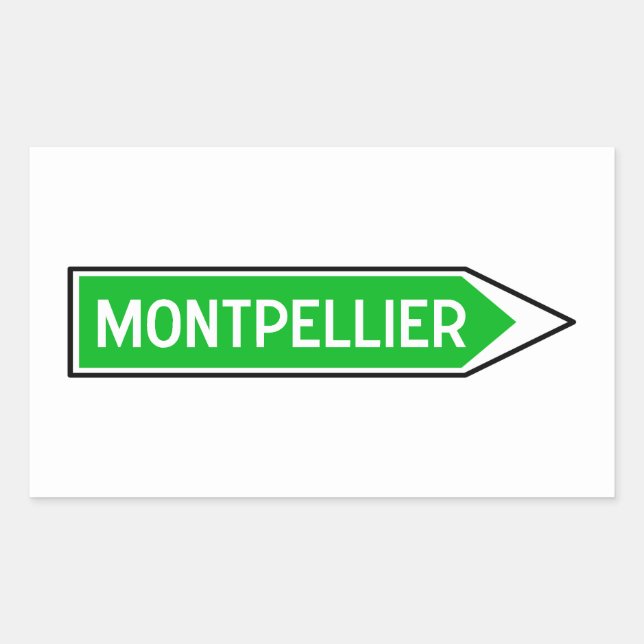 Pegatina Rectangular Montpellier, Road Rótulo, Francia (Anverso)