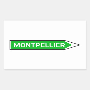 Pegatina Rectangular Montpellier, señal de tráfico, Francia