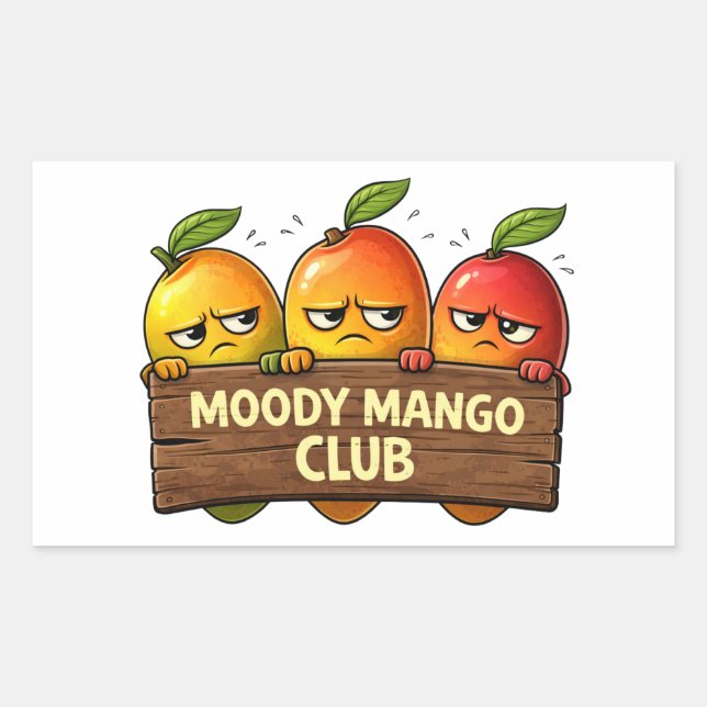 Pegatina Rectangular Moody Mango Club Sticker (Anverso)