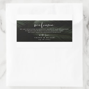 Pegatina Rectangular Moody Tropics Boda Bolsa de Bienvenida