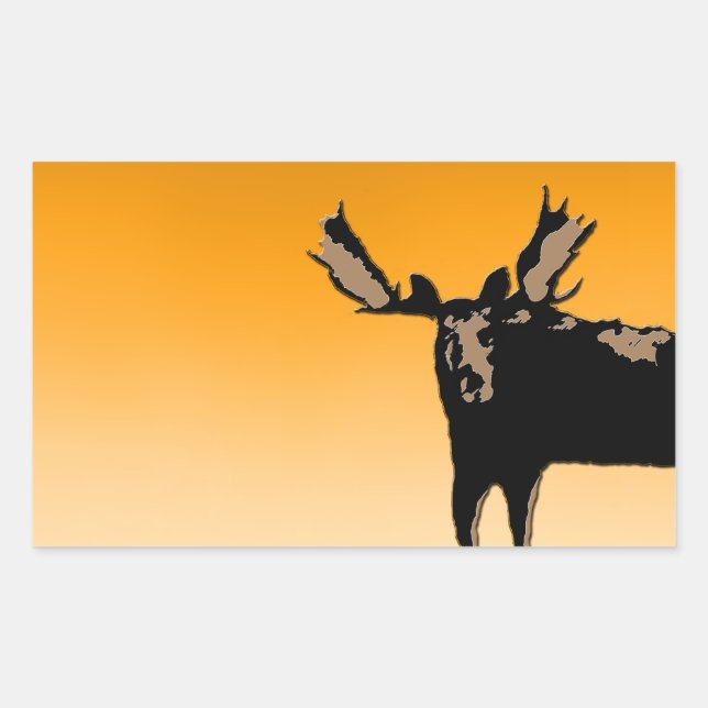 Pegatina Rectangular Moose al atardecer - Original Wildlife Art (Anverso)