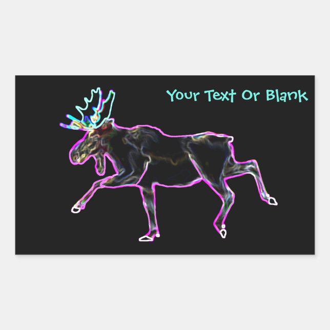 Pegatina Rectangular Moose eléctrico (Anverso)