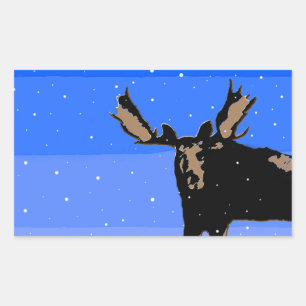 Pegatina Rectangular Moose in Winter - Original Wildlife Art