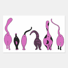 Pegatina Rectangular Morado de gatos