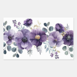 Pegatina Rectangular Morado Floral