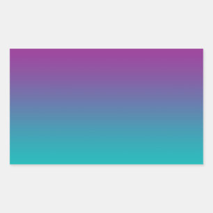 Pegatina Rectangular Morado y Verde azulado Ombre