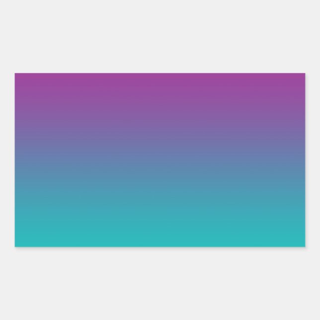 Pegatina Rectangular Morado y Verde azulado Ombre (Anverso)