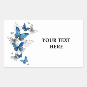 Pegatina Rectangular Morfo de las mariposas voladoras azules