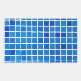 Pegatina Rectangular Mosaico azul