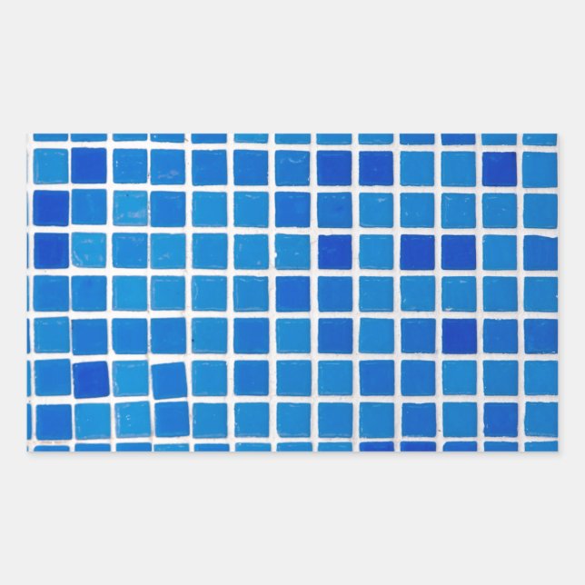 Pegatina Rectangular Mosaico azul (Anverso)
