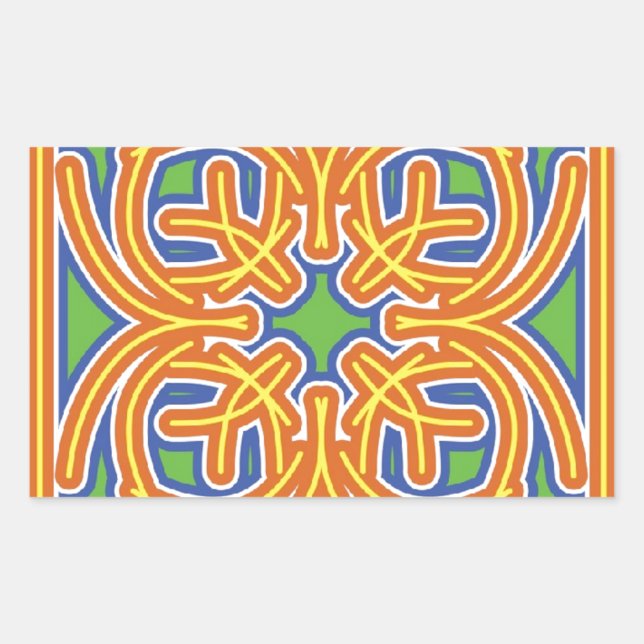 Pegatina Rectangular Mosaico exótico (Anverso)