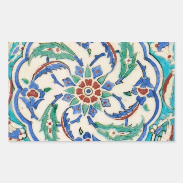 Pegatina Rectangular mosaico iznik (Anverso)