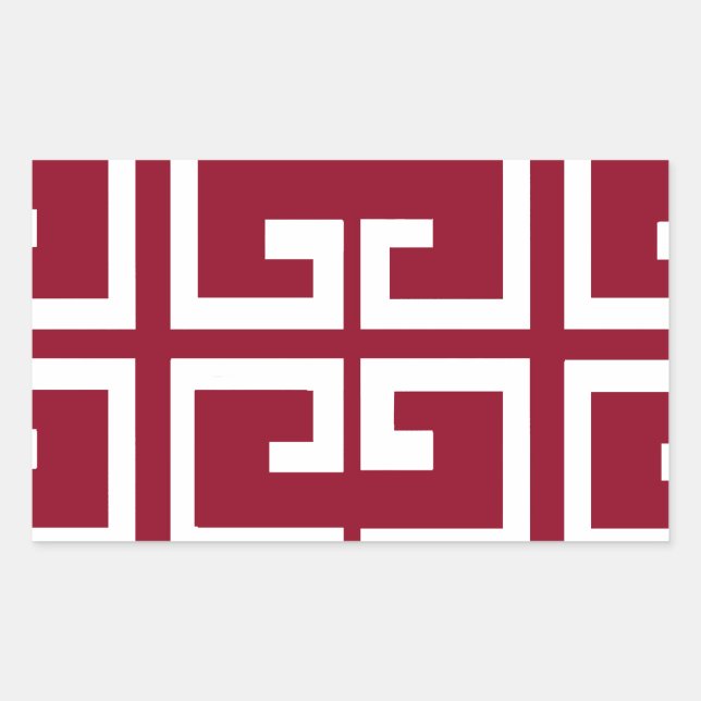 Pegatina Rectangular Mosaico rojo oscuro y blanco (Anverso)