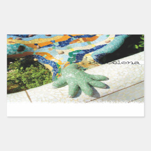 Pegatina Rectangular Mosaicos de la mano de los Lizard de Barcelona