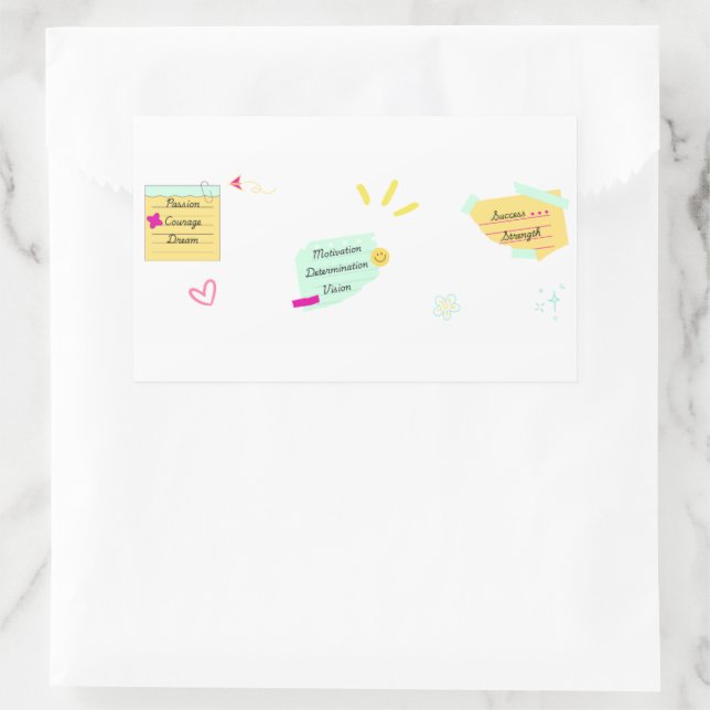 Pegatina Rectangular Motivation and positive vibes (Bolso)