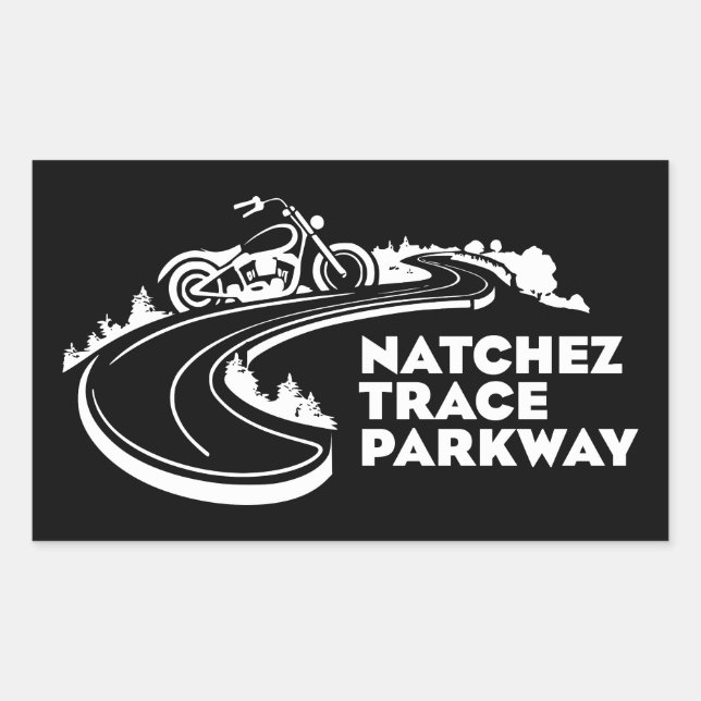 Pegatina Rectangular Moto de Natchez Trace Parkway (Anverso)