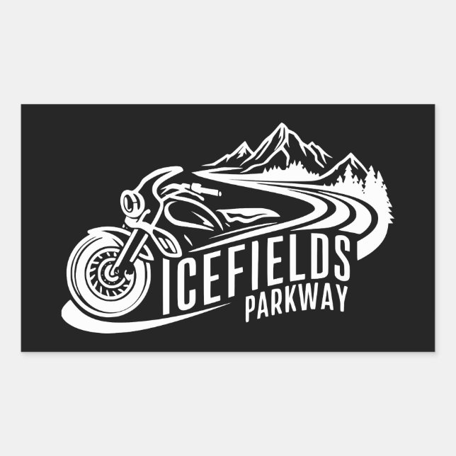 Pegatina Rectangular Motocicleta de Icefields Parkway Alberta Canada (Anverso)