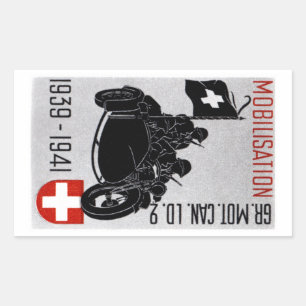 Pegatina Rectangular Motocicleta Recon suiza de la Segunda Guerra Mundi