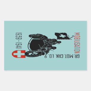 Pegatina Rectangular Motocicleta renovada suiza de WWII