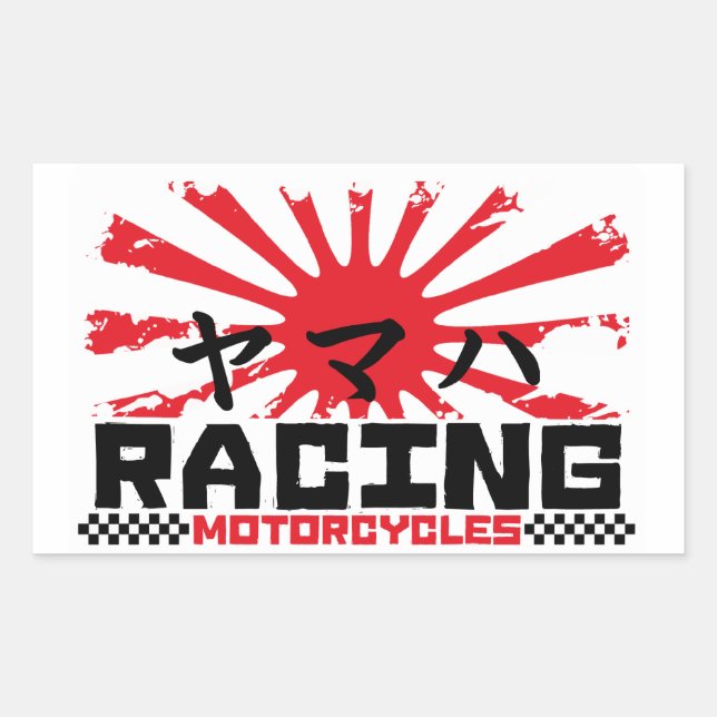 Pegatina Rectangular Motociclistas de Japón (Anverso)