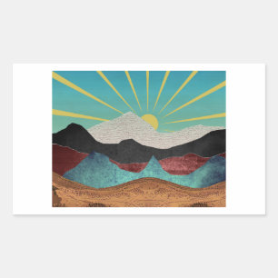 Pegatina Rectangular Mountain Fantasy Sunrise