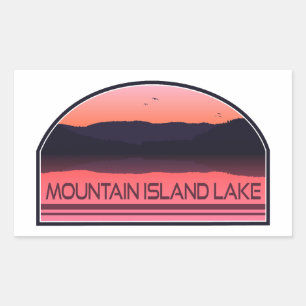 Pegatina Rectangular Mountain Island Lake North Carolina Red Sunrise