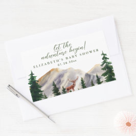 Pegatina Rectangular Mountains Deer Baby Shower