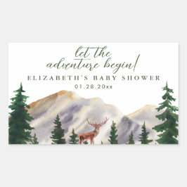 Pegatina Rectangular Mountains Deer Baby Shower