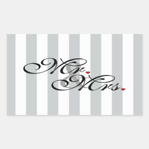 Pegatina Rectangular Mr. and Mrs. Click to Personalizar Color Stripes