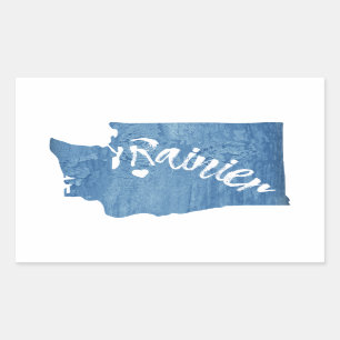 Pegatina Rectangular Mt. Rainier Washington Wood Grain