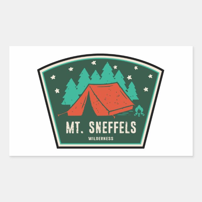 Pegatina Rectangular Mt. Sneffels Wilderness Colorado Camping (Anverso)