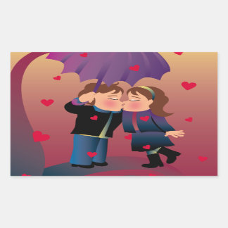 Pegatina Rectangular Muchos besos