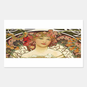 Pegatina Rectangular Mujer 1897 de Champán - F. Champenois Imprimeur