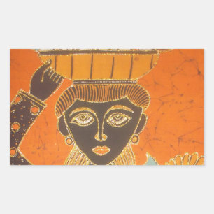 Pegatina Rectangular Mujer africana con imagen de cesta