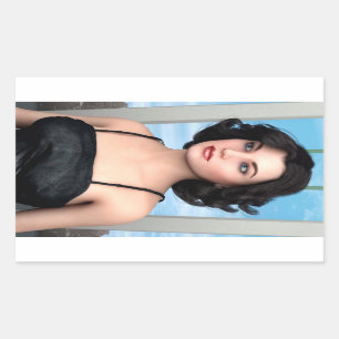 Pegatina Rectangular Mujer Vintage