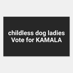 Pegatina Rectangular Mujeres de perros sin hijos votan por Kamala negra