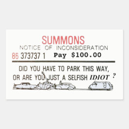 Pegatina Rectangular Mún emplazamiento del estacionamiento