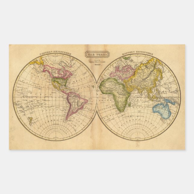 Pegatina Rectangular Mundo por Worcester (Anverso)