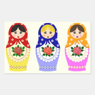Pegatina Rectangular Muñecas matroshka rusas