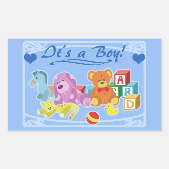 Pegatina Rectangular Muñecas ricas - ¡Es un niño! (Anverso)