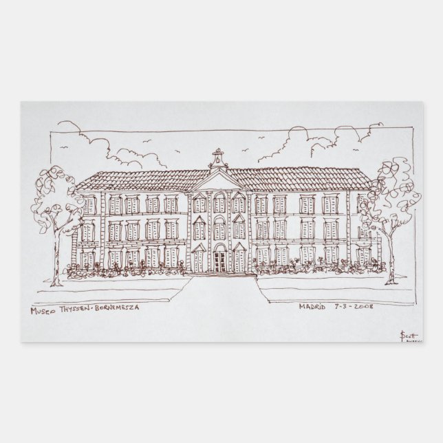 Pegatina Rectangular Museo Thyssen-Bornemisza | Madrid (España) (Anverso)