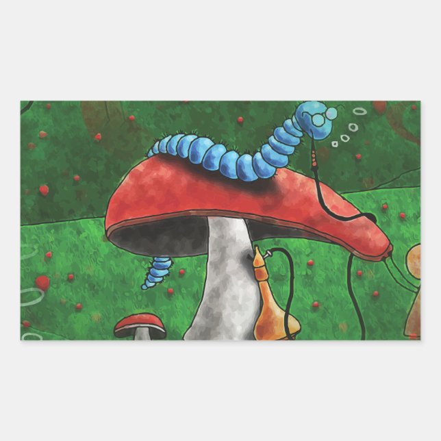 Pegatina Rectangular Mushroom mágico (Anverso)