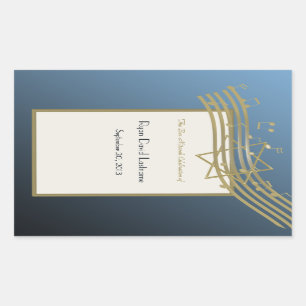 Pegatina Rectangular Music Bar Mitzvah
