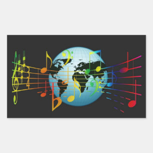 Pegatina Rectangular Música alrededor del mundo