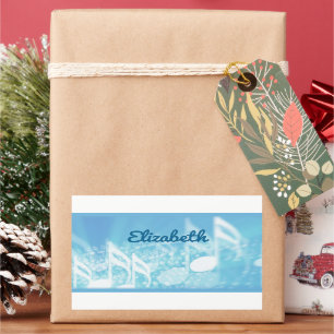 Pegatina Rectangular Música azul personalizada