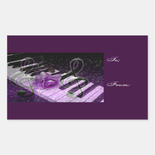 Pegatina Rectangular Música De Amor, Purle_