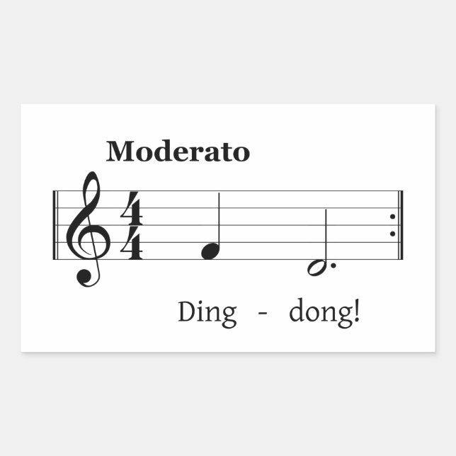 Pegatina Rectangular Música de bienvenida humorística para timbre sonan (Anverso)