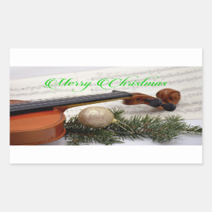 Pegatina Rectangular Música de Navidades de violín
